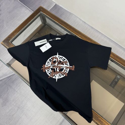 ストーンアイランド x ディオール メンズTシャツ ブラック ロゴプリント 2026新作 n級 半袖Tシャツ ストリートデザイン 通気 快適 カジュアル 日本倉庫発送 即納