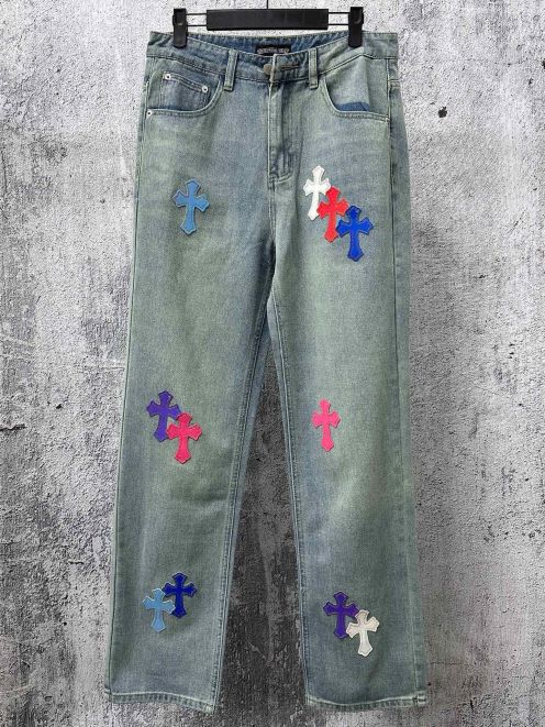 クロムハーツ n級 クロスパッチデニムパンツ ストレートシルエット 新作