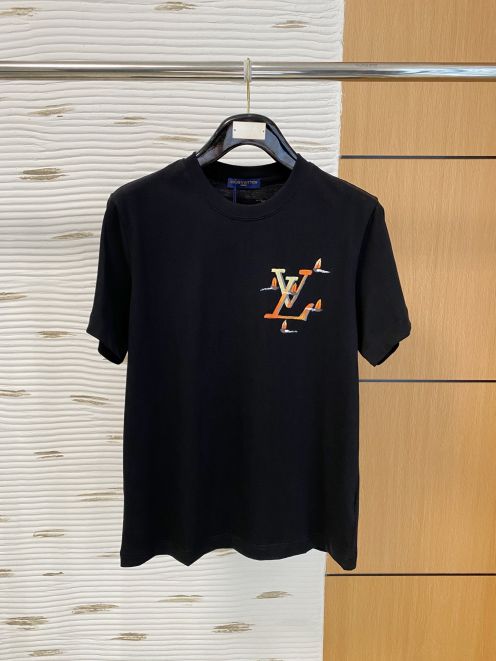 ルイヴィトン ブランド コピー ロゴ刺繍Tシャツ 半袖 通気 定番