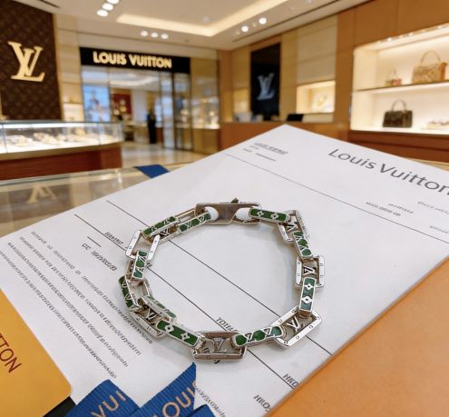 ルイヴィトン n級 モノグラムリンクブレスレット グリーンエナメル 正確な刻印