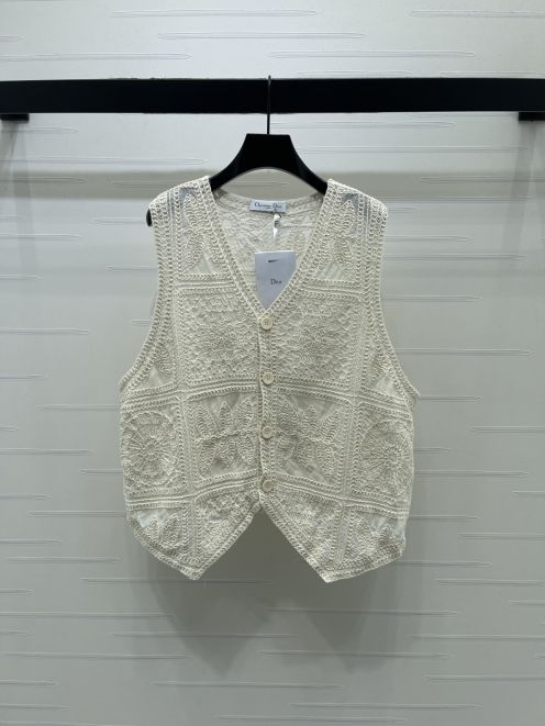 ディオール 本物級コピー レースニットベスト フローラル編みデザイン 通気