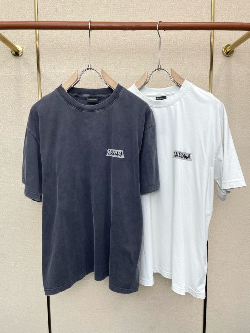 バレンシアガ n級 半袖Tシャツ ロゴプリント ヴィンテージ風デザイン 男女兼用 職人技術再現