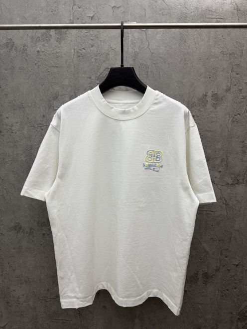 バレンシアガ ハイブランド 半袖Tシャツ ロゴ刺繍 ミニマルデザイン 通気 新作