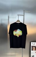 バレンシアガ 半袖Tシャツ BBロゴ カラースプラッシュプリント ブラック ストリートスタイル