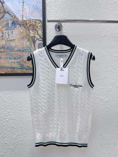 ディオール ハイブランド ニットベスト ケーブル編みVネックデザイン 男女兼用 激安