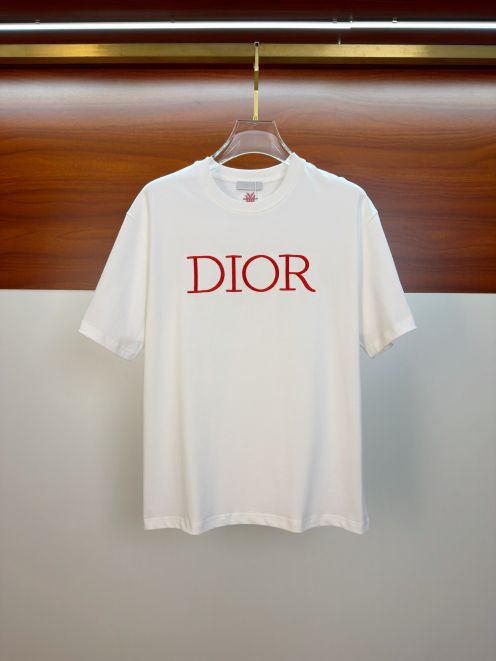 ディオール ブランド コピー 半袖Tシャツ DIORロゴ刺繍デザイン 男女兼用 丁寧な縫製