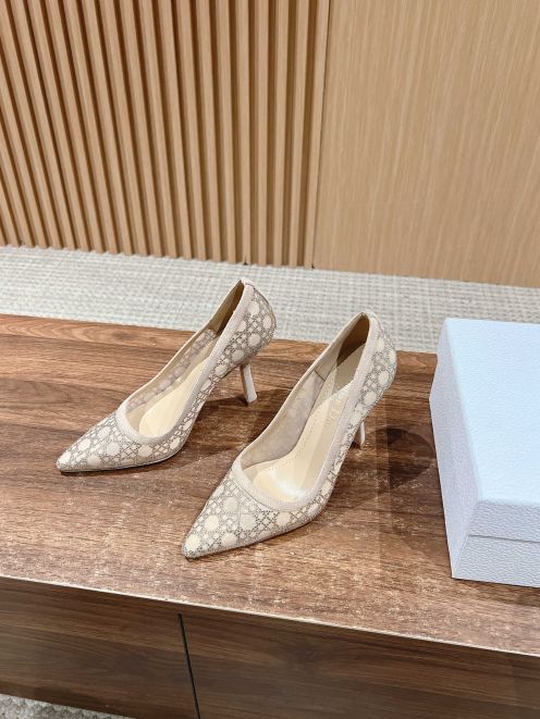 ディオール 格安 ハイヒールパンプス ポインテッドトゥ刺繍チュールデザイン 高評価