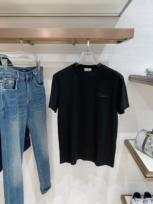 ディオール ハイブランド 半袖Tシャツ ミニロゴ刺繍シンプルデザイン 男女兼用 精密ディテール