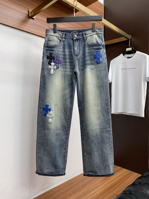 クロムハーツ 本物級コピー デニムパンツ クロスパッチ装飾 ヴィンテージ加工 安心サイト
