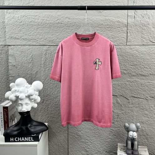 クロムハーツ ブランド コピー 半袖Tシャツ クロス刺繍デザイン 通気 正確な刻印 上質感