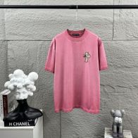 クロムハーツ ブランド コピー 半袖Tシャツ クロス刺繍デザイン 通気 正確な刻印 上質感