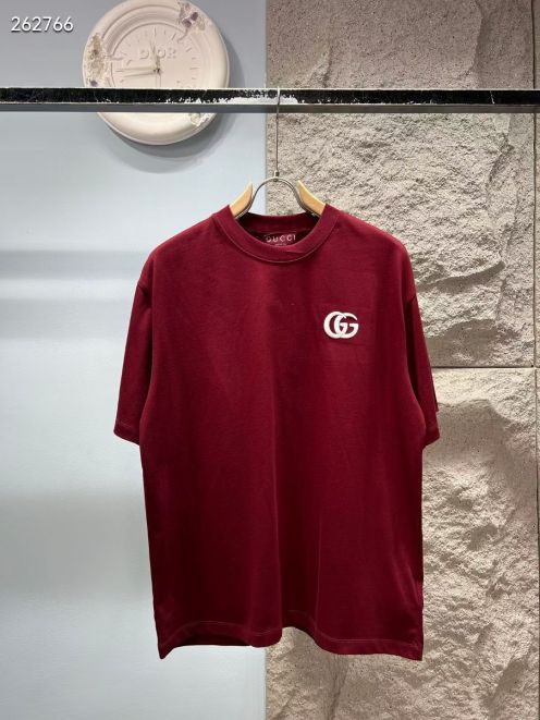 グッチ ブランド コピー Tシャツ ミニGGロゴ刺繍 クルーネックシンプル設計 夏服 高品質