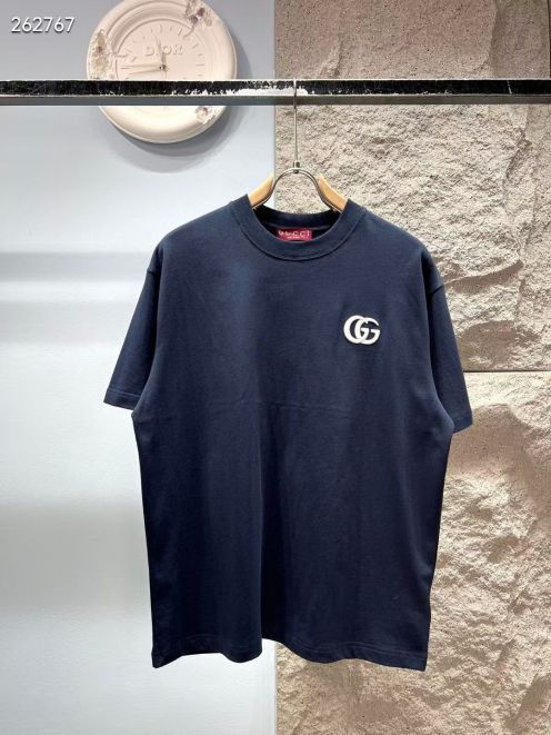グッチ スーパーコピー Tシャツ ミニGGロゴ刺繍 クルーネックシンプル設計 男女兼用 高品質