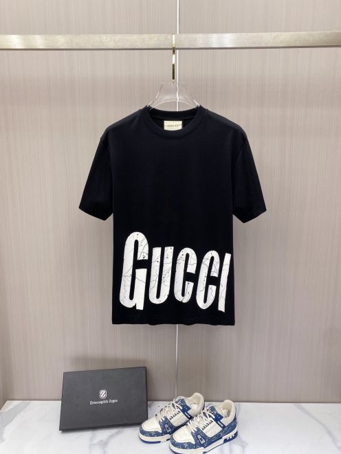 グッチ n級 Tシャツ ビッグロゴプリント クルーネックシンプル設計 通気性抜群 高品質モデル