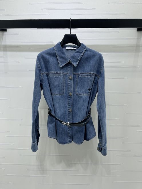 ディオール 格安 デニムシャツジャケット 長袖ベルトデザイン カジュアルスタイル レビュー高リピ率