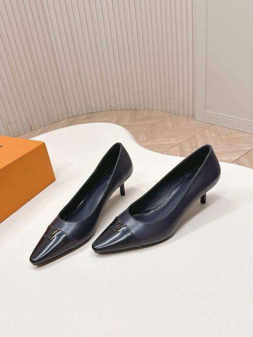 ルイヴィトン n級 パンプス ポインテッドトゥ レザー切替 スリムヒール設計 上質感