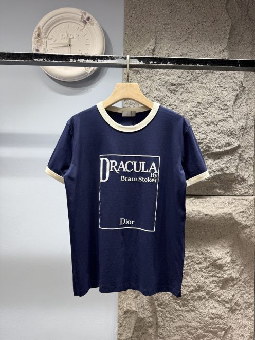 ディオール 本物級コピー ロゴプリントTシャツ 半袖配色デザイン 通気 肌触り良好 ブランド服コピー激安