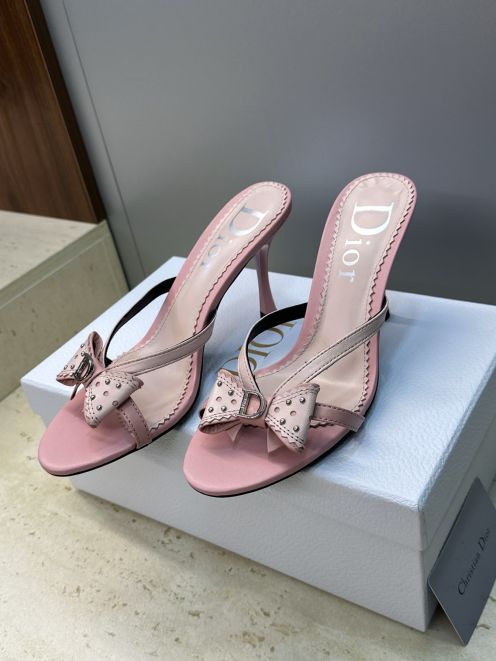 ディオール ハイブランド リボンディテールヒールサンダル ポインテッドデザイン 激安