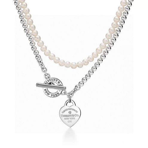 ティファニー 本物級コピー パールコンビネックレス ハートタグ シルバー装飾 高品質
