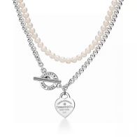 ティファニー 本物級コピー パールコンビネックレス ハートタグ シルバー装飾 高品質