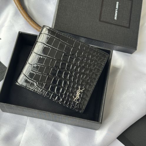 サンローラン n級 二つ折りウォレット クロコ型押しレザー 高級感仕上げ 発送保証