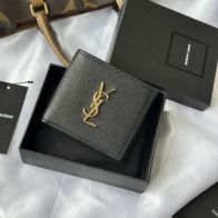 サンローラン 格安 二つ折りウォレット グレインレザー コンパクト設計 上質感