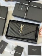 サンローラン 本物級コピー フラップ長財布 キルティングレザー ゴールドロゴ 満足度高い