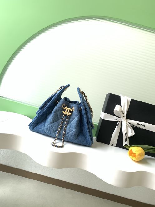 シャネル ハイブランド デニムショルダーバッグ キルティングチェーンデザイン 精密ディテール 人気定番