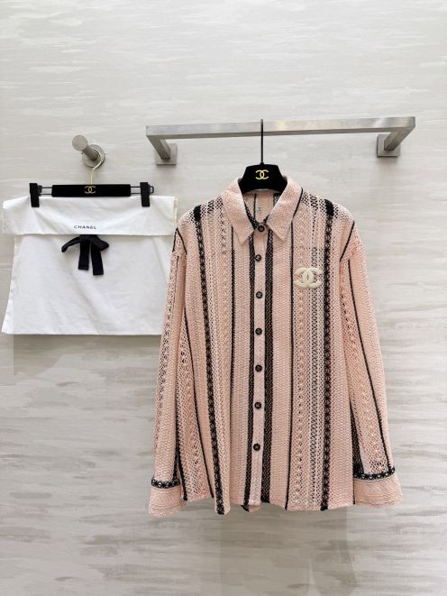 シャネル 格安 レースシャツ ストライプデザイン 長袖トップス 肌触り良好 高級レベル仕様