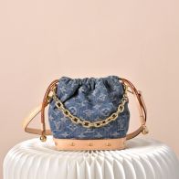 ルイヴィトン n級 モノグラムデニム 巾着ショルダーバッグ チェーン装飾モデル 高評価