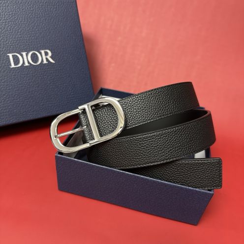 ディオール ハイブランド CDロゴバックルレザーベルト シボ革仕様 高再現度