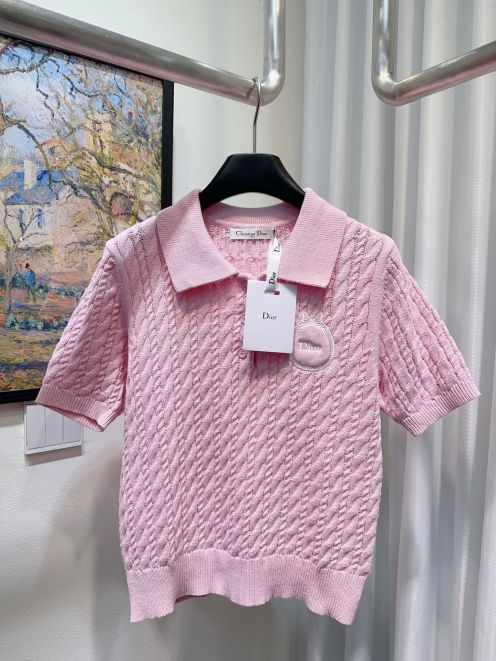 ディオール スーパーコピー ニットポロトップス ケーブル編みデザイン 夏服