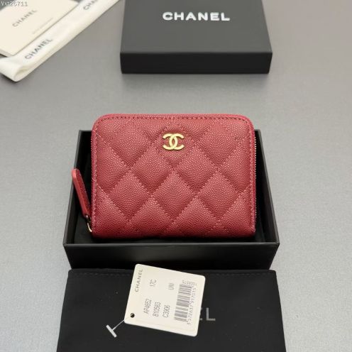 シャネル ハイブランド ラウンドジップミニ財布 キャビアスキン風 キルティング仕様 本格派モデル