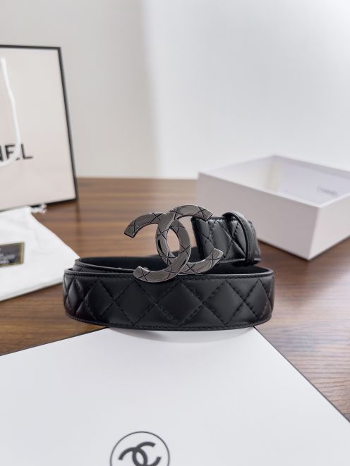 シャネル 格安 キルティングレザーベルト ブラックCCバックル仕様 高品質