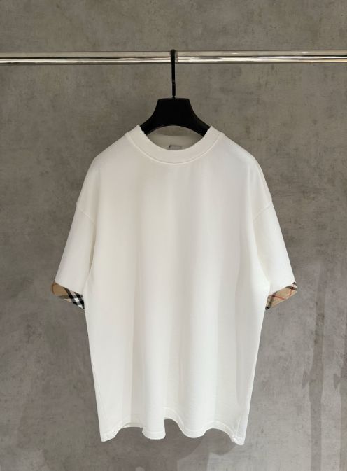 バーバリー n級 チェック切替Tシャツ 半袖ミニマルデザイン 高評価