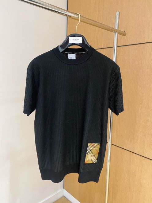 バーバリー スーパーコピー ニットTシャツ リブ編み 半袖デザイン 男女兼用