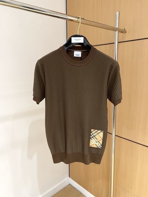 バーバリー 格安 ニットTシャツ リブ編み 半袖デザイン 上質感
