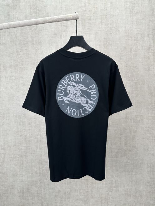 バーバリー ブランド コピー Tシャツ ロゴ刺繍 クルーネックデザイン 夏服