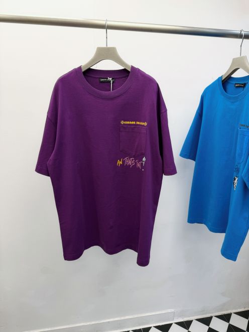 クロムハーツ ハイブランド 半袖Tシャツ ロゴ刺繍ポケットデザイン 通気性抜群 満足度高い人気モデル