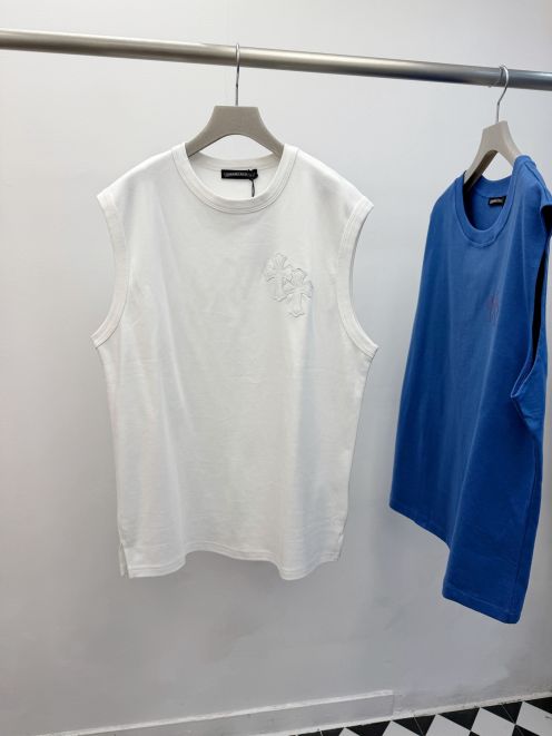 クロムハーツ ブランド コピー ノースリーブTシャツ クロス刺繍デザイン 快適な着心地 高評価人気モデル