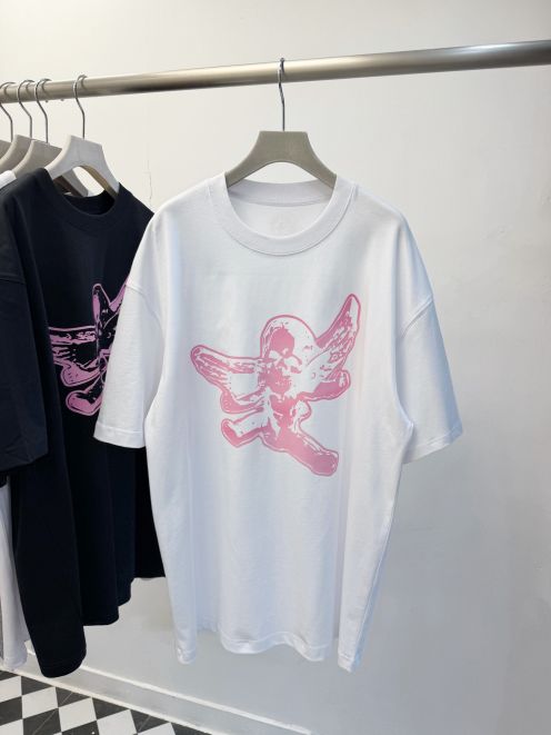 クロムハーツ ブランド コピー スカルエンジェルプリントTシャツ 半袖ストリートモデル 高級感仕上げ