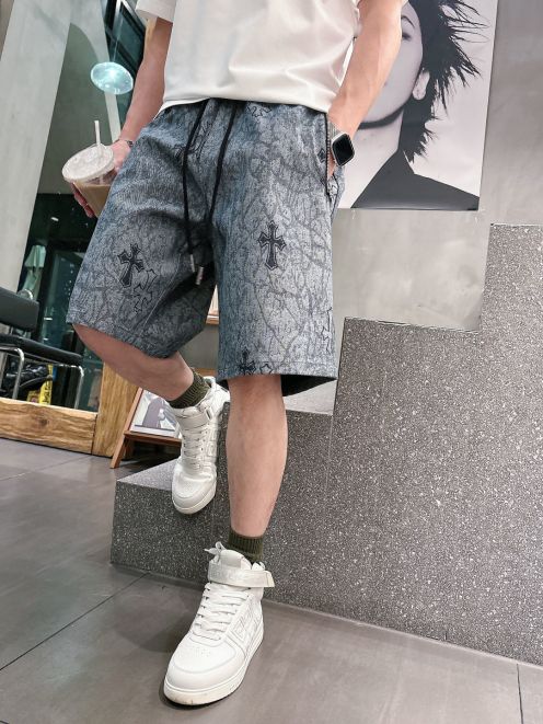 クロムハーツ ハイブランド スウェットショートパンツ 総柄クロスプリントデザイン 上質感 激安