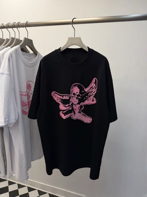 クロムハーツ スーパーコピー スカルエンジェルプリントTシャツ ストリート系 半袖モデル 高品質
