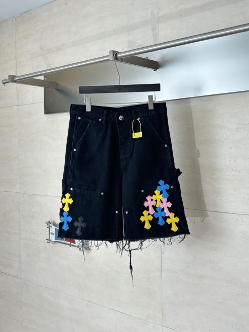 クロムハーツ n級 デニムショートパンツ マルチクロスワッペン ダメージ加工 リピーター多数