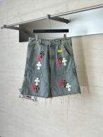 クロムハーツ ハイブランド デニムショートパンツ マルチクロスワッペンデザイン ダメージ加工 高級感仕上げ