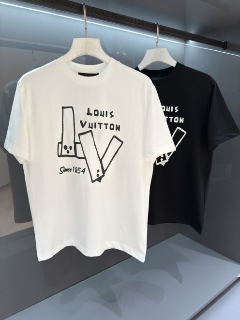 ルイヴィトン 本物級コピー 半袖Tシャツ LVグラフィックロゴプリント 快適な着心地 ブランド代用