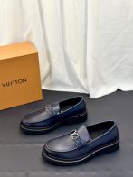 ルイヴィトン ハイブランド 厚底ローファー LV金具デザイン 上質レザー風 高品質