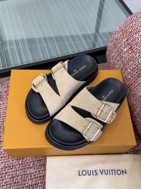 ルイヴィトン 格安 ダブルベルトサンダル ミニマルデザイン 上質感