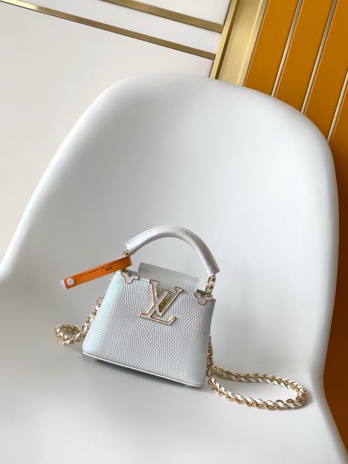 ルイヴィトン ハイブランド ミニハンドバッグ エピレザー風 チェーンストラップ 精密ディテール