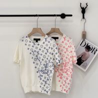 ルイヴィトン 格安 モノグラム半袖ニット シンプルデザイン 即納対応 夏服